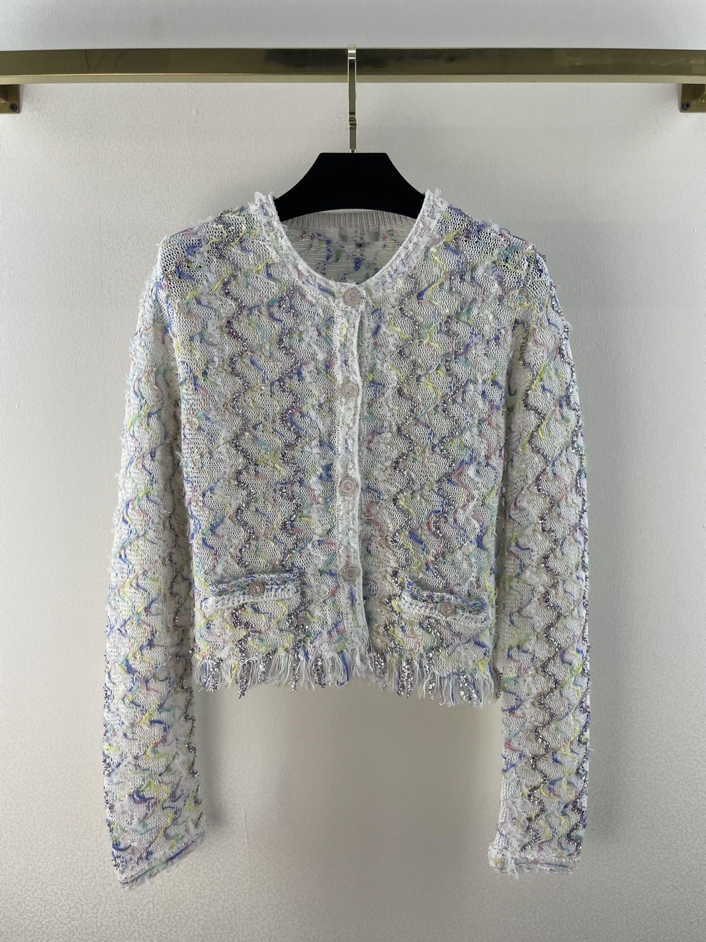 

European luxury Women's Jackets designer designs heavy industry color ribbon splicing Sequin jacket, Multi