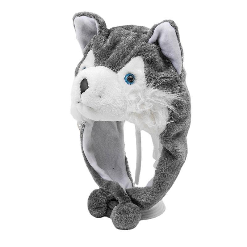 

Berets Husky Timber Wolf Cute Plush Animal Winter Hat Warm FashionBerets, Black