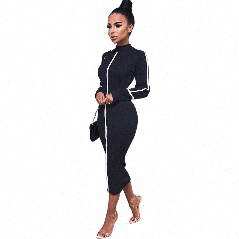 

casual Dresses Elegant Women Long Sleeve Slim Fit Dress Party Night Patchwork Bodycon One Piece Office Lady Work Sheath Maxi Dress1 26Ce#, Pink