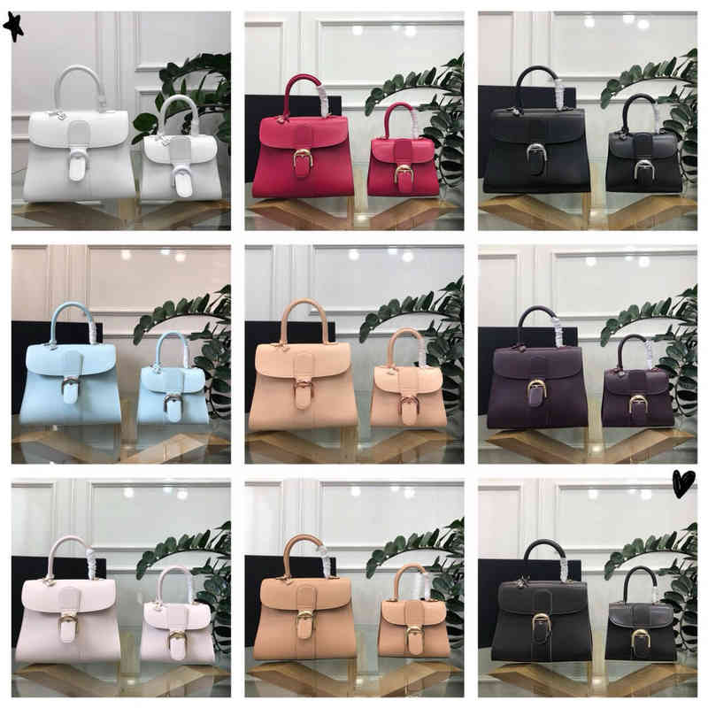 

Delvauxs Ping]delvo Brillant Horseshoe Women's Bag Milk Tea Box Leather Buckle, Milk tea 20cm
