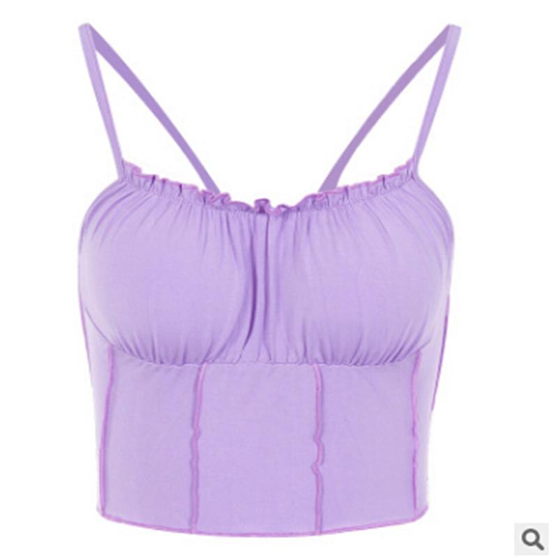 

Women' Tanks & Camis Trendy Women Clothes Off Shoulder Solid Strap Tops Sleeveless Polyester Summer Beach Vest One Pieces, Purple