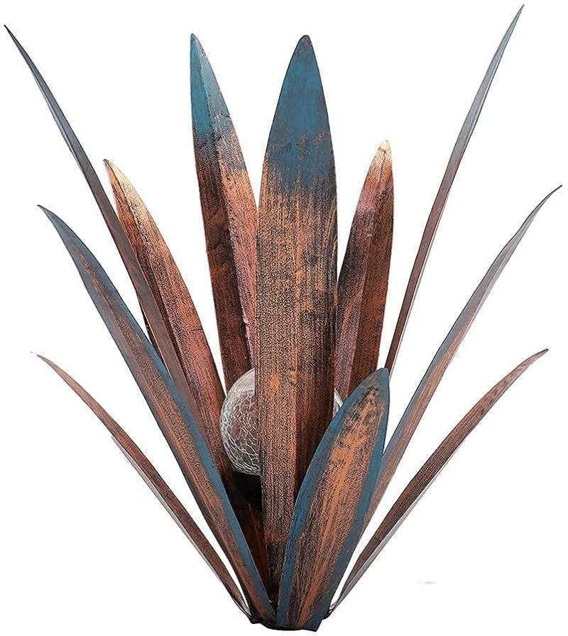 

Garden Decorations Garden2 Pack Agave Antique Sculpture Metal Decor Home Yard Hand Painted Multicolor LED Solar Lights