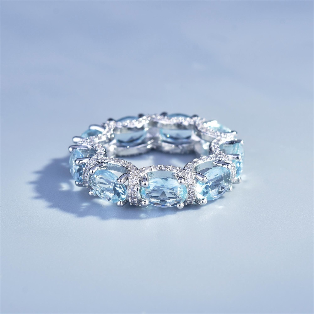 

Fashion Jewelry Ring Micro-set full of diamonds Aquamarine Rings Galaxy Princess Lace Treasure Bracelet Colorful Treasure