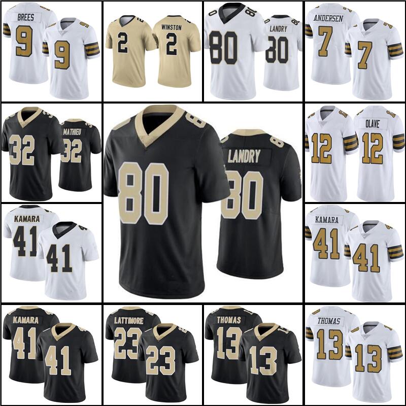 

41 Alvin Kamara football 9 Drew Brees 7 Taysom Hill Lattimore jersey 2 Jameis Winston 56 Demario Davis 12 Chris Olave 80 Jarvis Landry 94 Cameron 32 Tyrann Mathieu, Men jersey