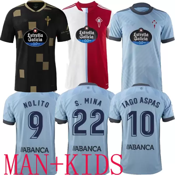 

22 23 soccer jerseys IAGO ASPAS 2023 2022 AWAY camiseta de fUtbol NOLITO F.BELTRAN HUGO MALLO SOLARI S. MINA Brais MEndez home men kids football shirt ESW, 22 23 away