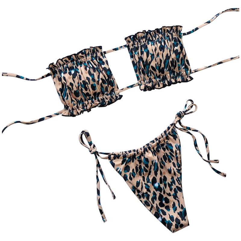 

Women' Swimwear Swimsuit Women Sexy Bikini 2022 Pleated Bandeau Mini Thong Set Bather Female Swimming Beachwear For Bathing SuitWomen, Yellow