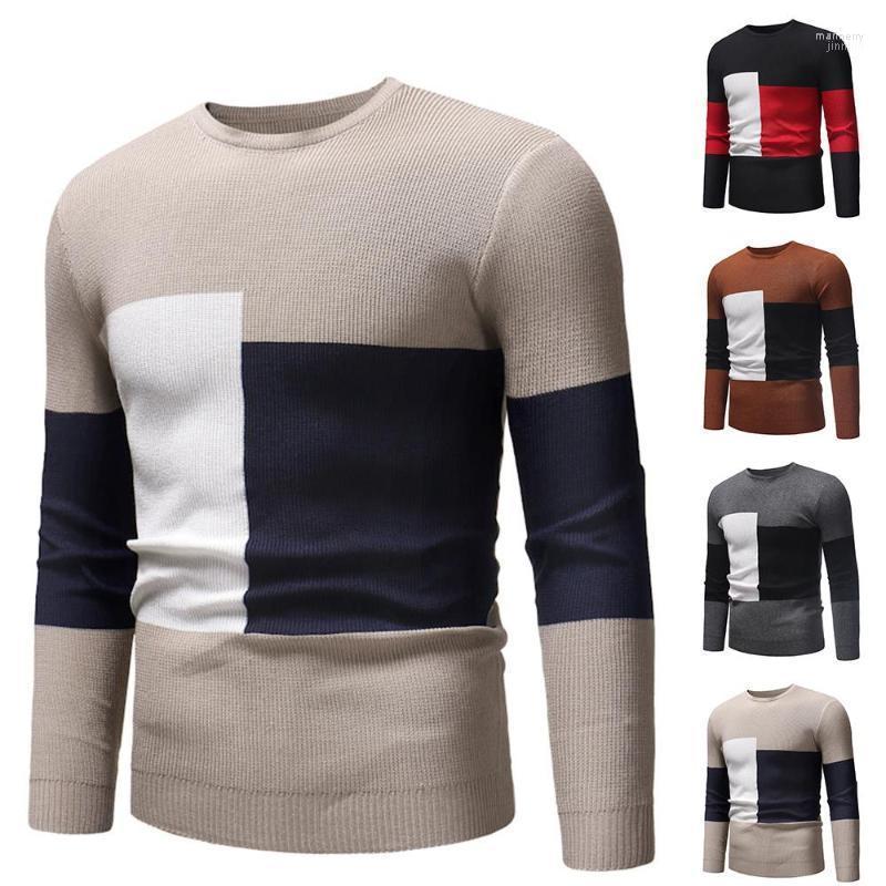 

Men's Sweaters Men Winter Knit Long Sleeve Jumper Crew Neck Sweater Colorblock Casual Shirts Mari22, Black