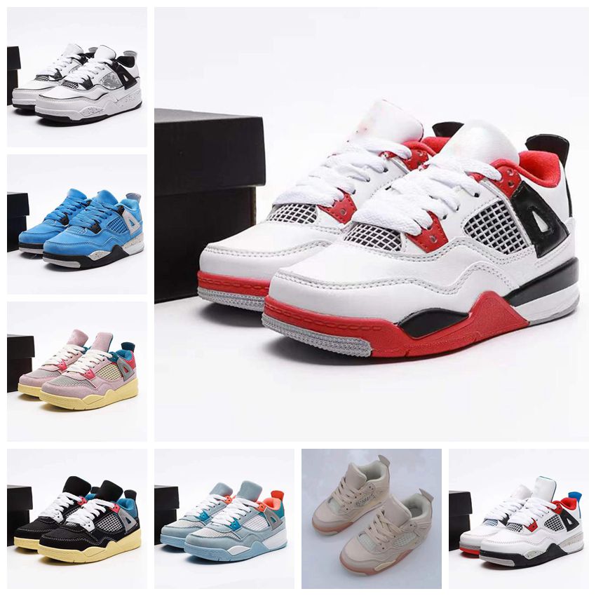 

2023Basketball Kids school popular Designer Shoes Jumpman 4s Fire Red University Blue Motorsport Collaboration Bred Toddler Sneaker Sail Muslin, #7