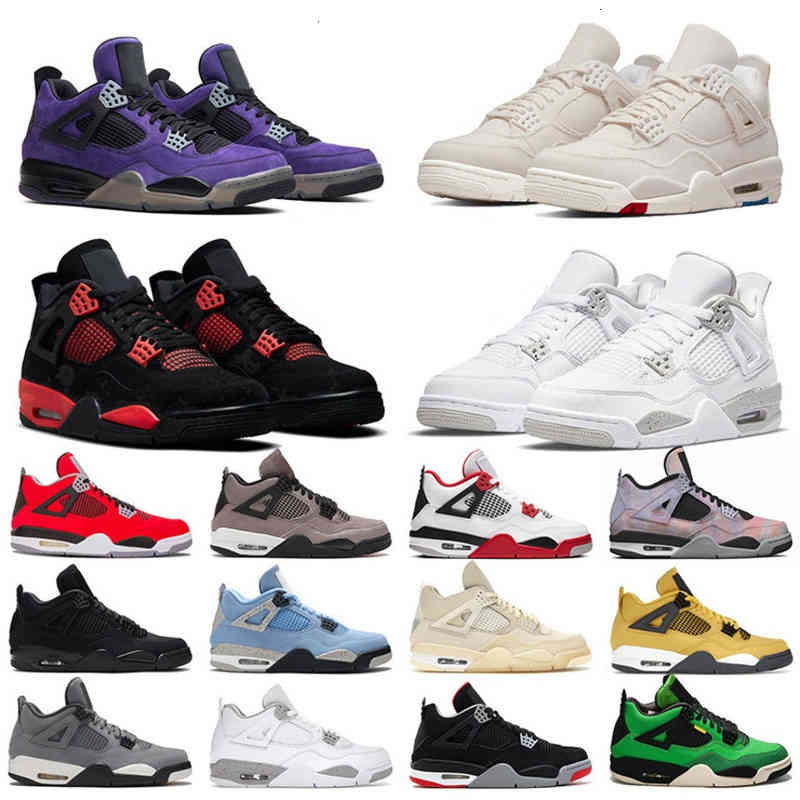 

Jordons 4 4s Original Basketball Shoes Jumpman Sneakers Zen Master Trainers Fire Red University Blue Black Cat Taupe Haze Men Women Sports Canvas Chaussures, 40-47 2020 fire red