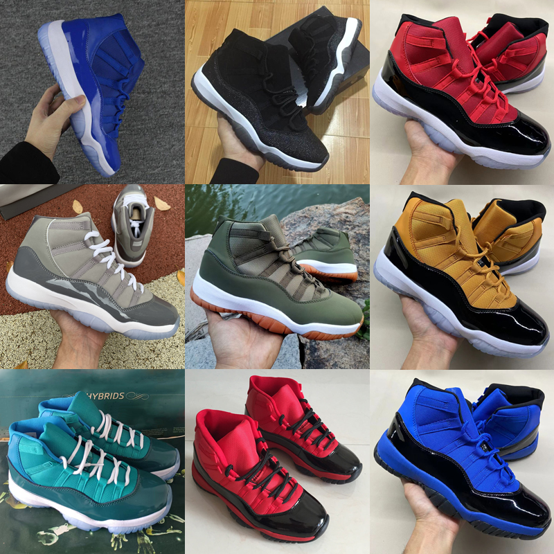 

2022 Basketball Shoes Jumpman 11 Medium Olive green 11s XI Cool Grey Bred 25TH Anniversary Red black blue yellow green Sports Sneakers Trainers Size 36-47, As photo 9