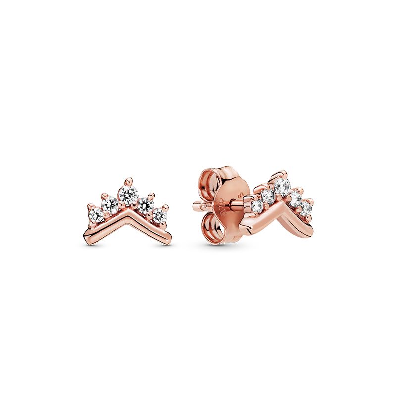 New 925 Sterling Silver Stud Earrings For Women Classic Designal 18K Rose Gold CZ earrings with Box Women's Earring Set