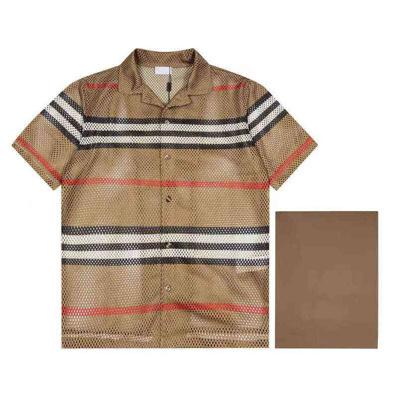 

Burberys t-shirts 2022ss high quality correct version classic fashion stripe printed short sleeved T-shirt trendy men casual versatile women trendy ins, Khaki