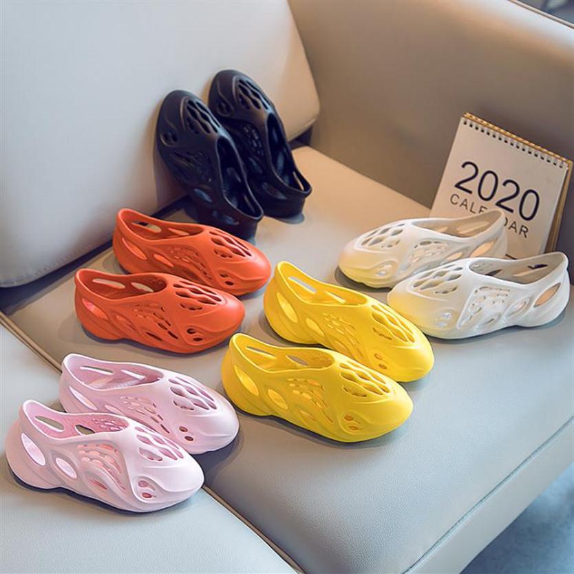 

2020 Summer Beach slipper foam runner Luxury hole Slides Bone kids sandals Children shoes boy girl youth kid size 24-35265u, Yellow
