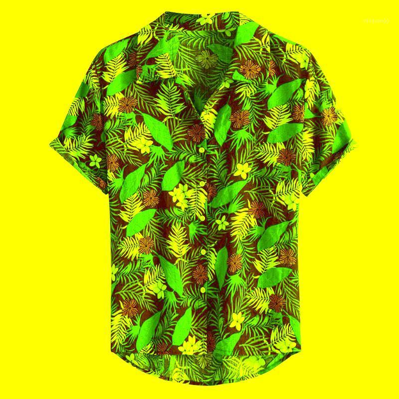 

Mens Summer Multi Color Lump Chest Pocket Floral Short Sleeve Turn-down Collar Round Hem Loose Hawaiian Beach Shirts Blouse #45 Men's Casual, As pic