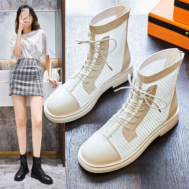 

Boots Women Sandals 2022 New Mesh Breathable Ankle Boots Roman Style Sexy Hollow Splicing Splicing Lady Platform Shoes 220401, Black