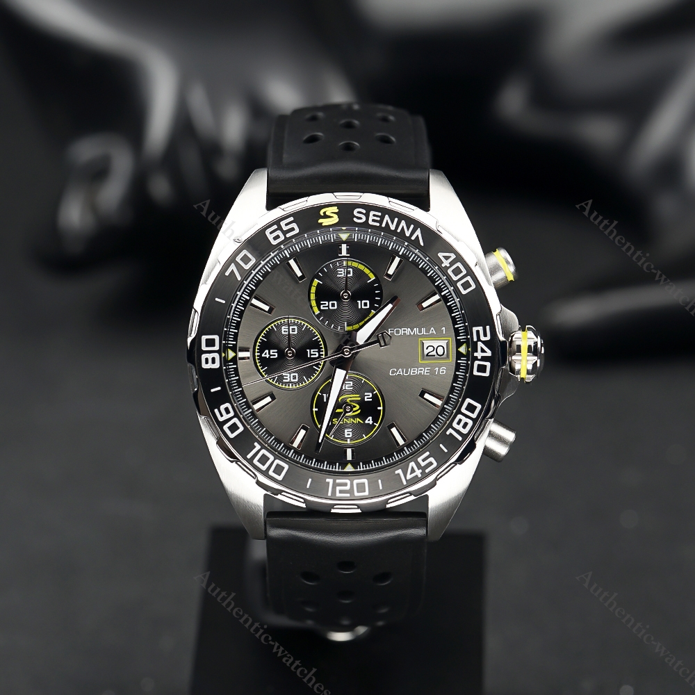 

2022 Top Brands New 43mm Quartz Chronograph SENNA EDITION SPECIAL Sports Watch Mens Rubber strap Orange Dial Mens Relogio, Tcv0012