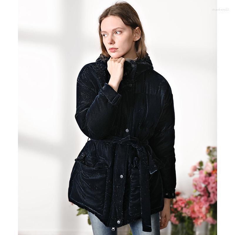 

Women's Down & Parkas 2022 Winter Arrival Velvet Jacket Women Loose Clothing Outerwear Quality With A Hood Fashion Style Coat 11974 Stra22, Green