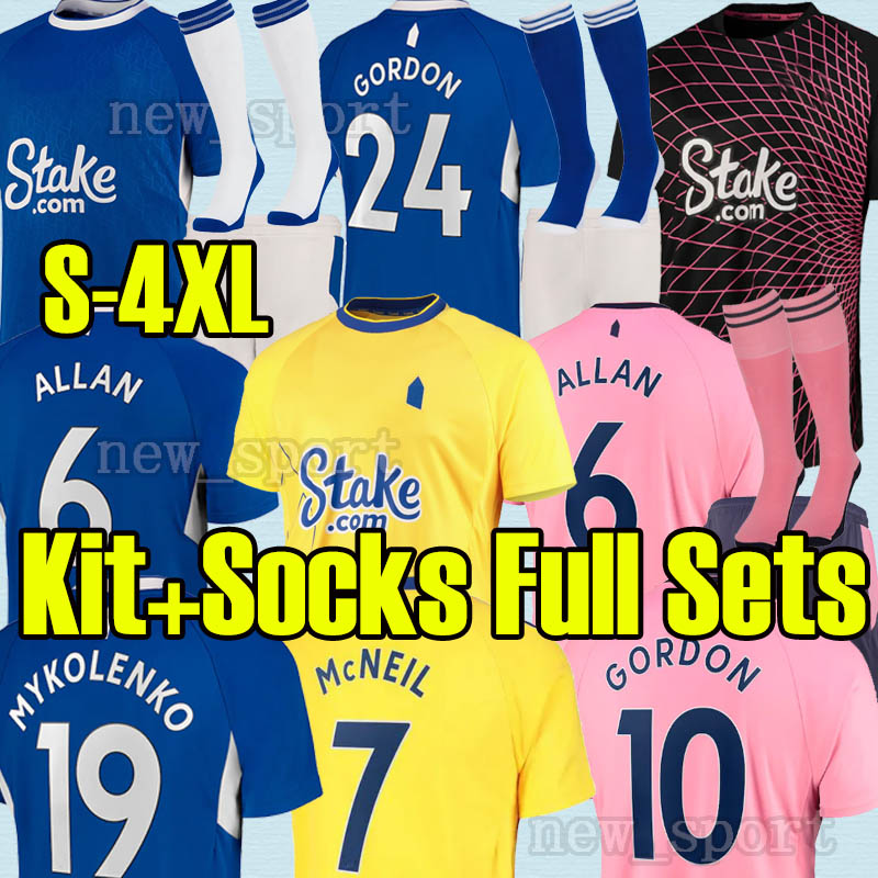 

S-4XL 22 23 Everton toffees KEANE soccer jerseys CALVERT-LEWIN CALVERT LEWIN RICHARLISON ALLAN DIGNE 2021 2022 NKOUNKOU BERNARD men kids kit full set football shirt, 22 23 gk kit+socks