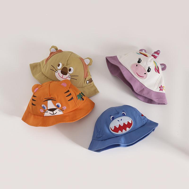 

Berets Baby Caps Cartoon Tiger Embroidered Hat Beach Boy Bucket Hats Cotton Casual Girl Sun Visor Cap Unisex Bonnets 6-24 MonthsBerets, Khaki