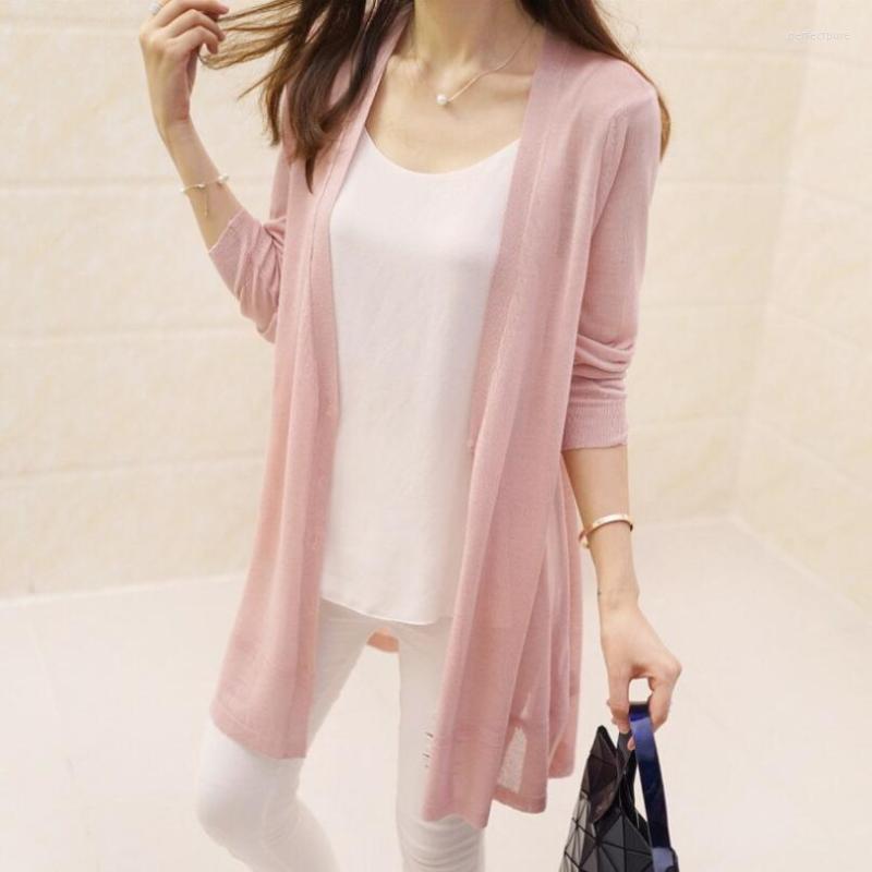 

Women' Knits & Tees 2022 Summer Autumn Cardigan Women Long Sleeve Knitted Sweater Female Shawl Casual Cardigans Thin Coat Ladies Outerwear, Black