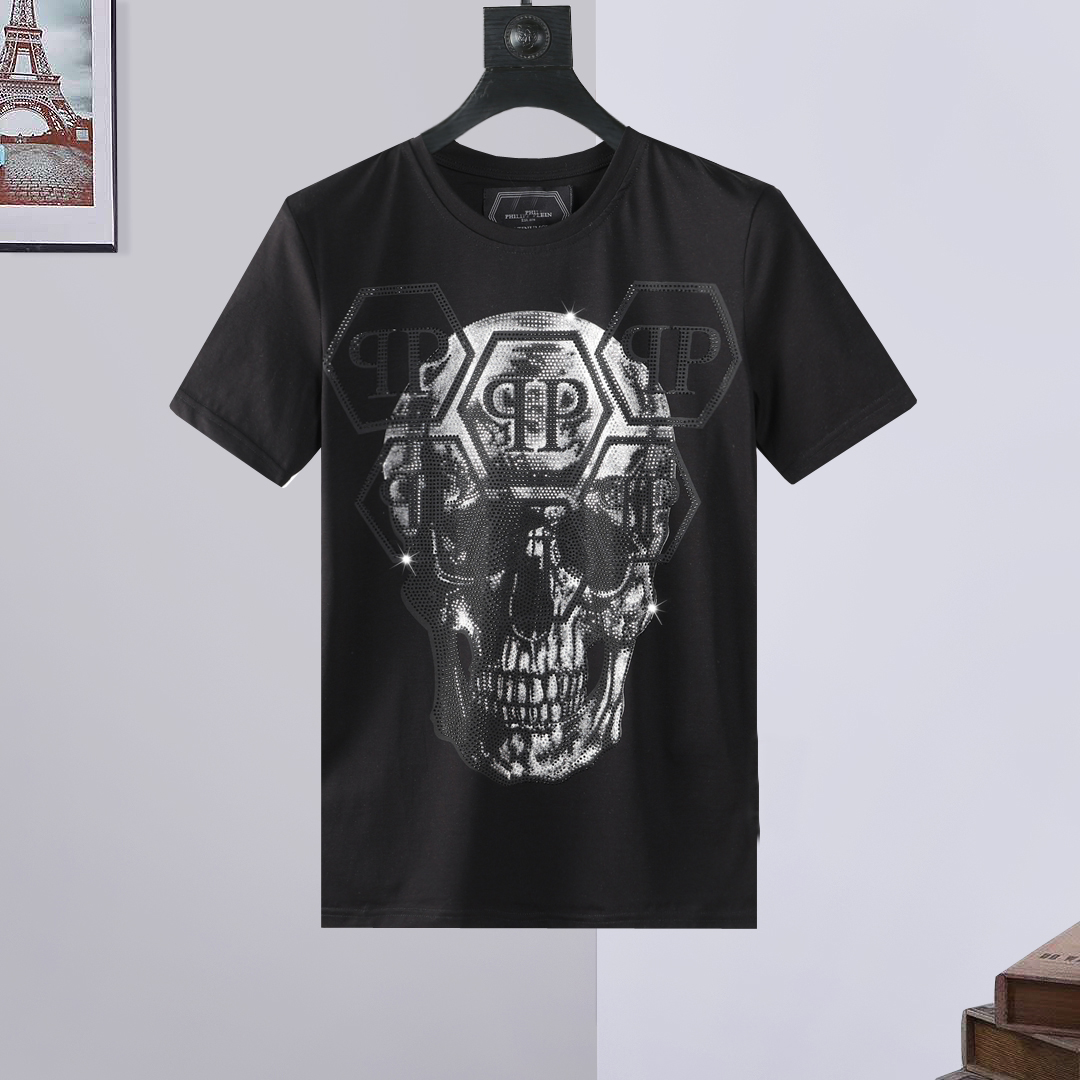 

2022 Phillip Plain Men PP designer Skull Diamond t shirt Short sleeve Brand Spring and Summer high O-Neck Quality Skulls TShirts tees 003, Purple