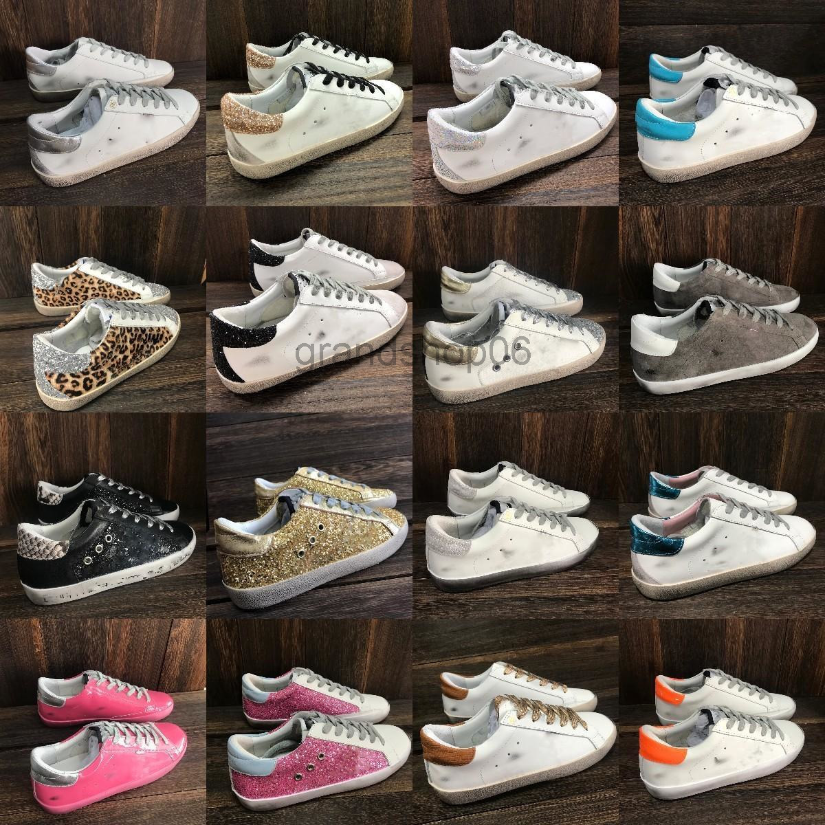 

Sneakers Italy Casual Golden goose Shoes Classic Super star Sneaker lace up Black Pink brown White Do-old dirty Designer Golden Superstar, Star32
