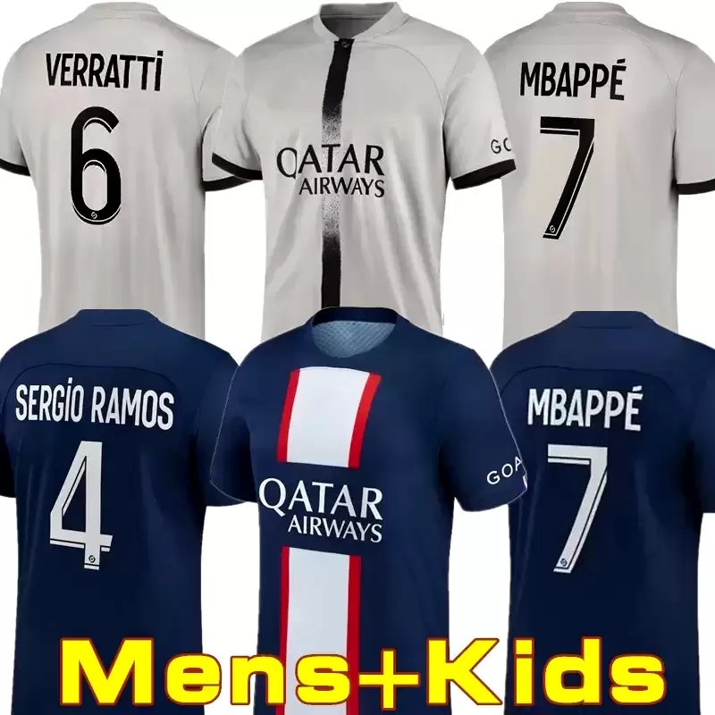 

22 23 MBAPPE soccer jersey Fans PLAYER #30 SERGIO and RAMOS Maillots de Football Shirt Kit 2022 2023 HAKIMI MARQUINHOS VERRATTI Men kids Kits, 14