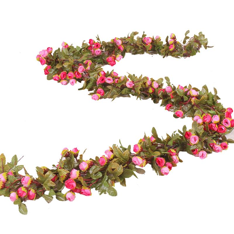

Decorative Flowers & Wreaths Silk Rose Artificial Vine Garland Fake Ivy Arch Hanging Wedding Home Wall Rattan Plants Leaves Decoration, Purple