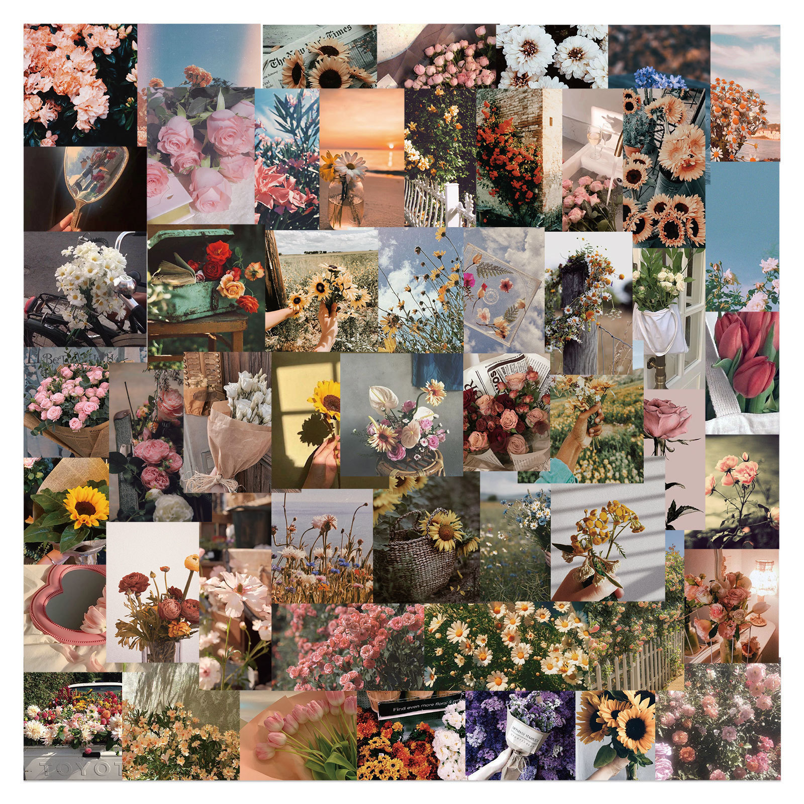 

New Sexy 52Pcs Flower Retro Art Graffiti Sticker Wall Stickers Laptop Phone Guitar Luggage Skateboard Waterproof Sticker Kid Classic Toy