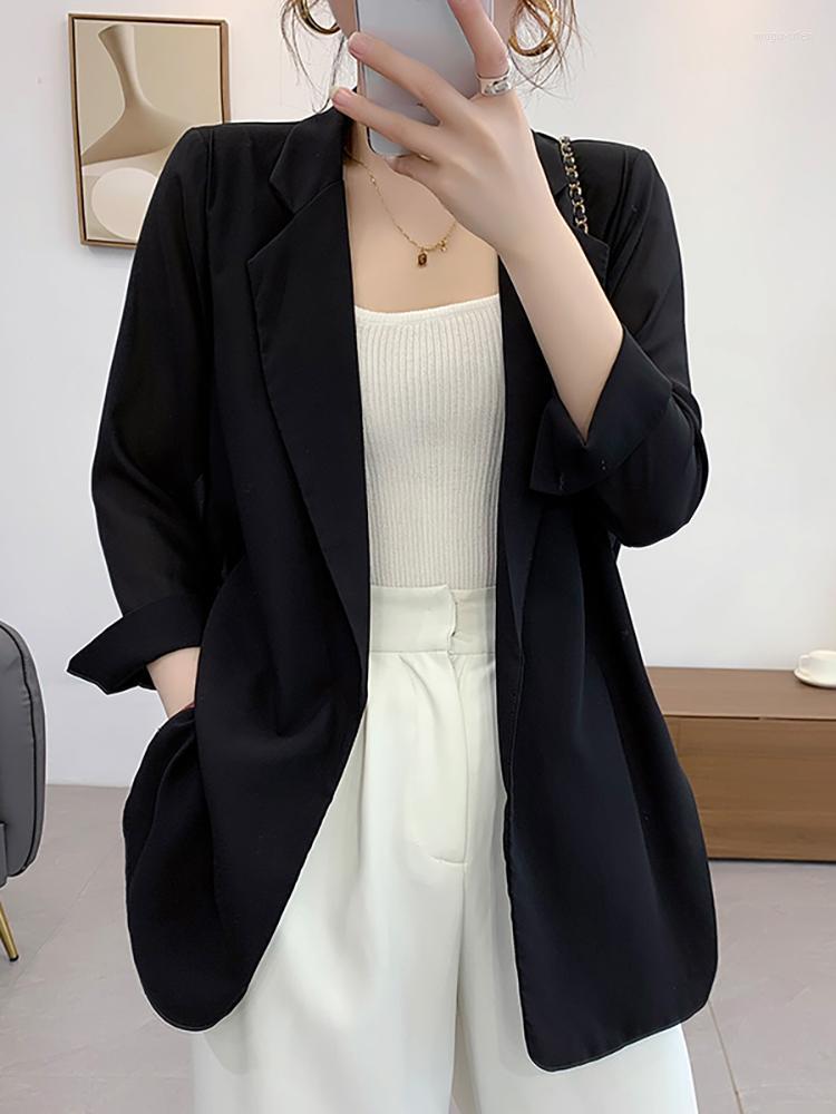 

Women' Suits & Blazers Blazer Women Tailored Coat Basic Jackets Overcoat Woman And Female Suit Clothes Clothing Pockets Solid, Black