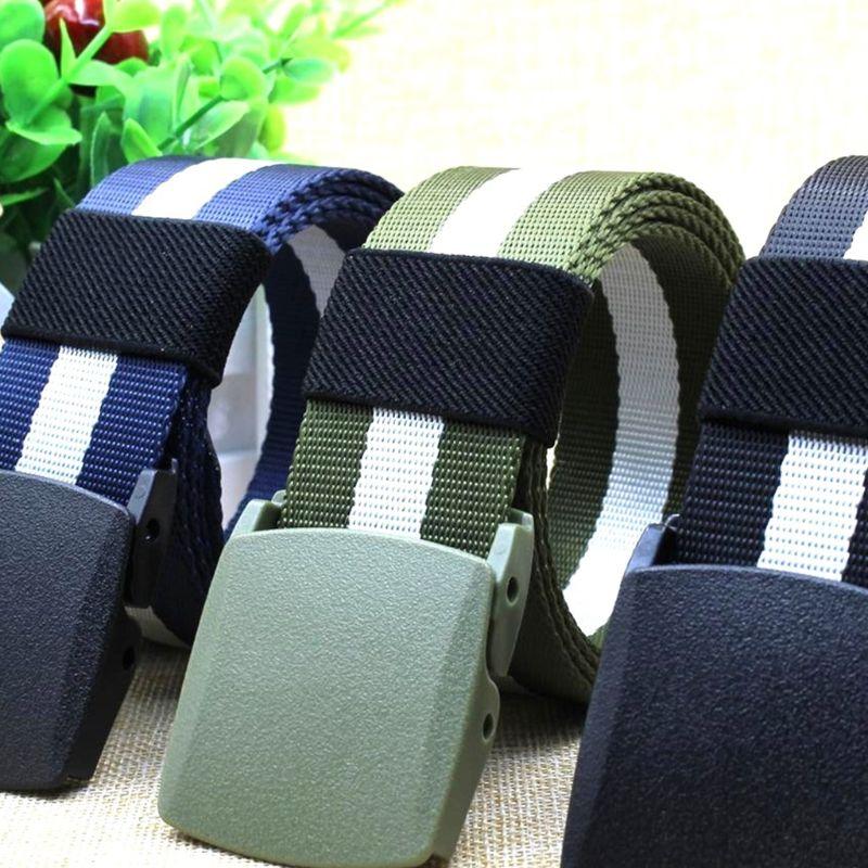 

Belts Pcs Of Set Nylon Canvas Stripe Belt Adjustable Tactical Plastic BucklesBelts, Black