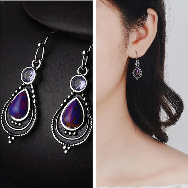 

Dangle & Chandelier Vintage Stone Water Drop Earrings For Lady Party Accessories Charming 925 Silver Women Jewelry Christmas Gift