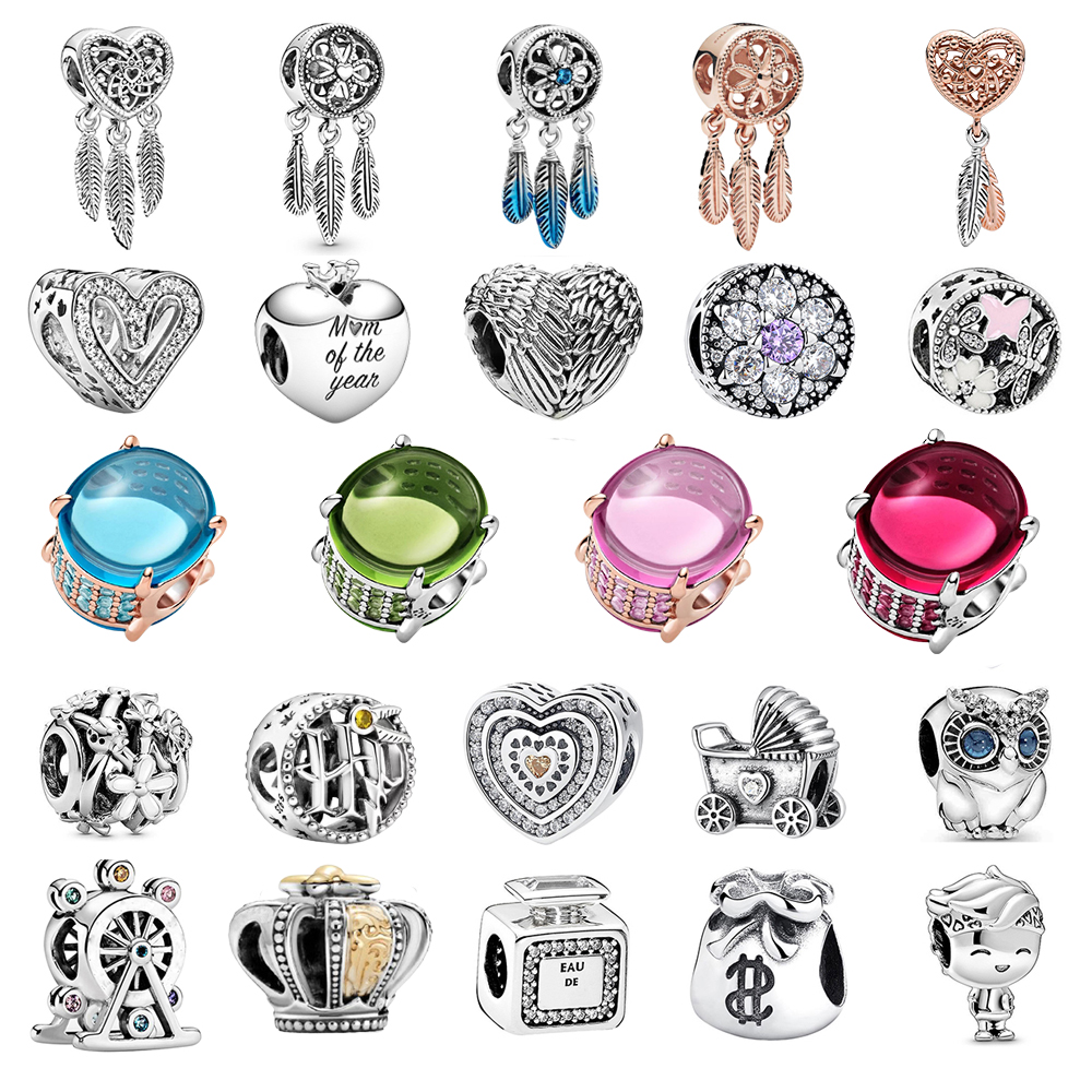 

925 Silver Fit Pandora Charm 925 Bracelet Perfume Goods Purse Beads For Women charms set Pendant DIY Fine Beads Jewelry