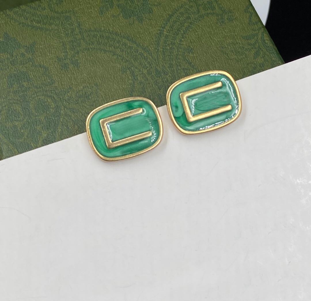 

Chic Letter Enamel Earrings Girl Square Charm Studs Metal Alphabet Eardrops Date Party Dangler With Steel Stamps