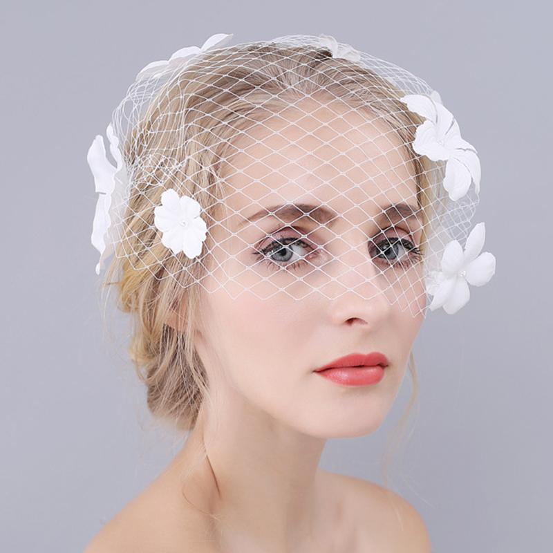 

Headpieces Flower Bridal Veil Jewelry Big Mesh Wedding Accessories Hand Stitched Hair Comb Bride Decoration Mariage Guest HeaddressHeadpiece