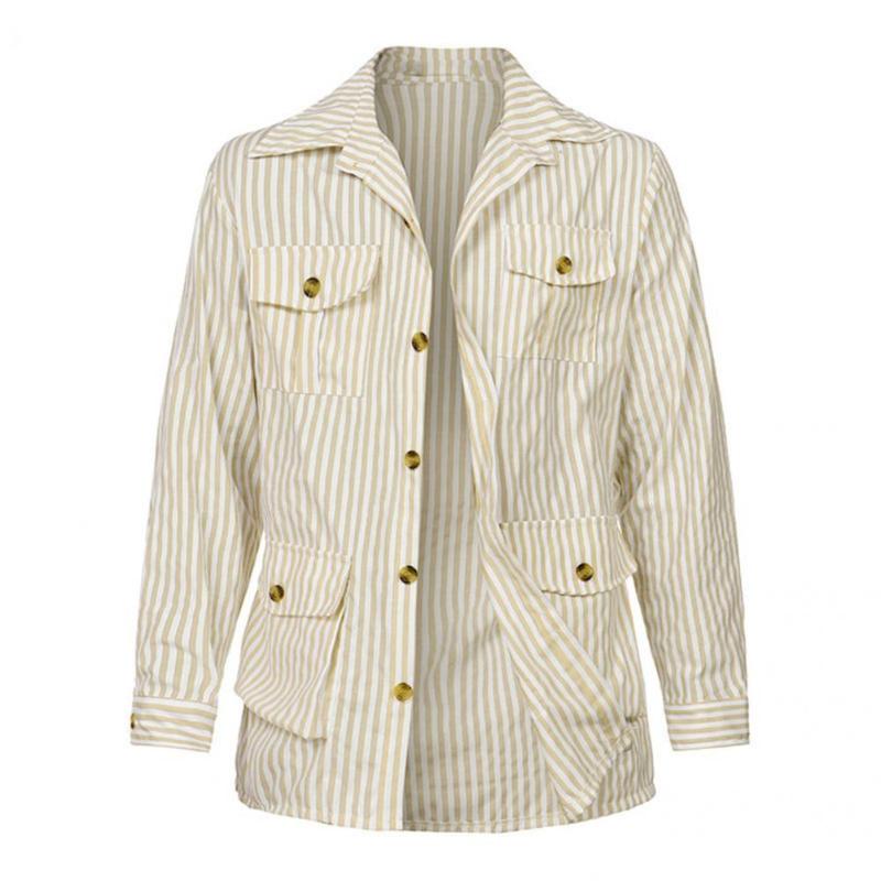 

Men's Jackets Autumn Shirt Solid Color Belt Lapel Retro Stripe Male Jacket Spring Coat For DatingMen's, Khaki