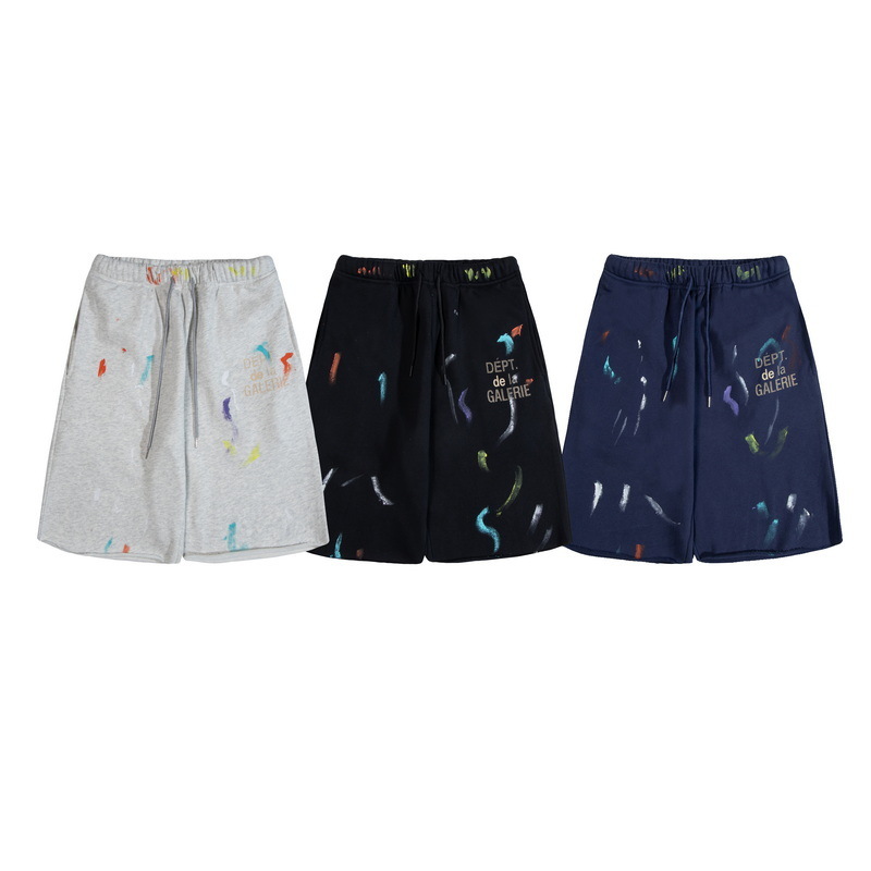 

2022 Summer New High Street Fashion Brand Men's Shorts DEPT. de la GALERIE Painted Trend All-match Loose Casual Five-point Elastic Waist Short Pants, Black