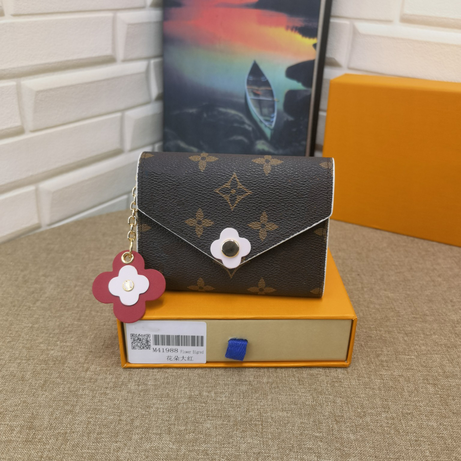 

Top Fashion Men and women purses leather designer luxury letters flower pattern chain interlayer hand classic with box SIZE 12-9-2.5cm M41988