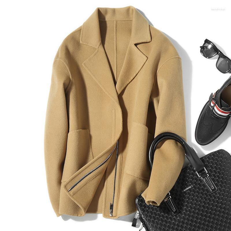 

Men's Wool & Blends 100%Wool Coat Short Spring Autumn Double-sided Jacket Men And Man Overcoat Abrigo Hombre D-04-19511 KJ1040 Kend22, Green