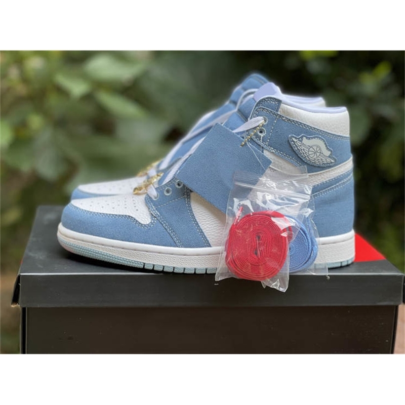 

Shoes Authentic 1 High OG WMNS Denim Basketball White Worn Blue Metallic Gold 1S Sneakers Retro Men Women Sports, Customize