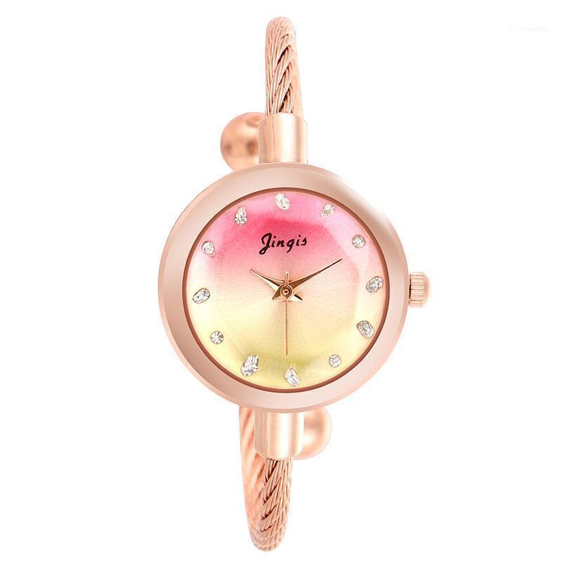

Wristwatches Style Steel Wire Strap Bracelet Watch Exquisite Fashion Ladies Small Fresh Candy Color Student WatchWristwatches, Red