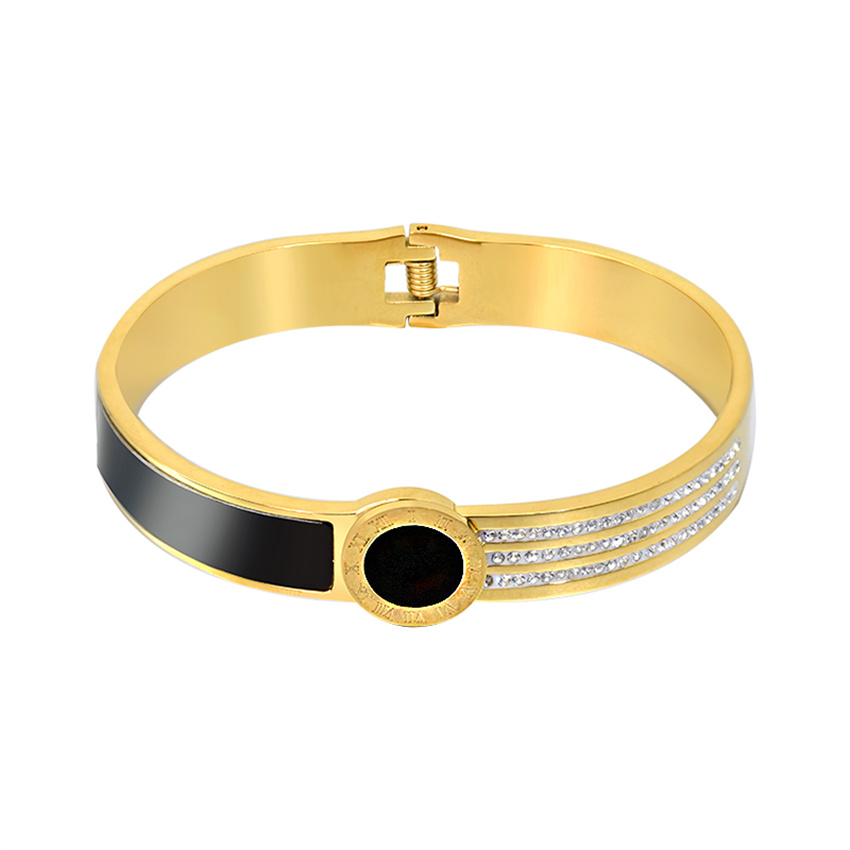 

Hand Bangles for Women Roman Numerals Inlaid Black Shell Women Titanium Steel Bracelet Designer Jewelry Luxury Brand Fashion On Wedding Holiday Party Elegant