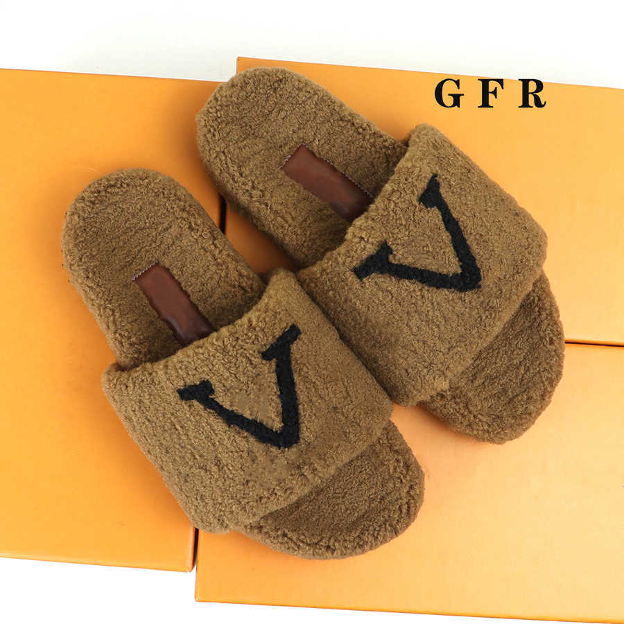 

2022 Fashion women wool sandals selling Slippers Woman Slipper Shoes Autumn Winter slides Sandal Size 35-41 By shoe, Box
