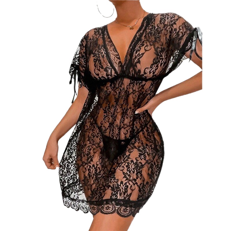 women's Sexy Lingerie Chemises & Negligees Pure Color Hot Home Valentine's Day Spandex V Wire Spring Summer Black Z4s5#