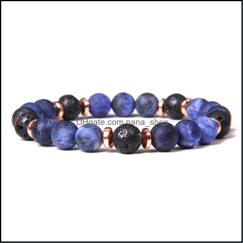 

Beaded Strands Bracelets Jewelry Natural Zebra Stone Beads Bracelet 8Mm Lava Beaded Charm Diffuser Yoga For Women Men Friendship Drop Deliv
