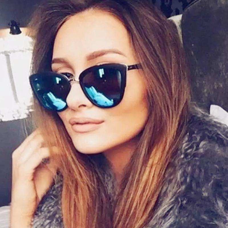 

Sunglasses Oversized Women 2022 Vintage Cateye Glasses Mirror Retro Brand FemininoSunglassesSunglasses