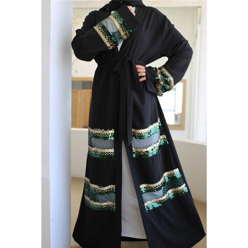 

Ethnic Clothing Sequins Kaftan Dubai Abaya Kimono Robe Muslim Dress Abayas Women Caftan Marocain Qatar Elbise Turkish Islamic ClothingEthnic