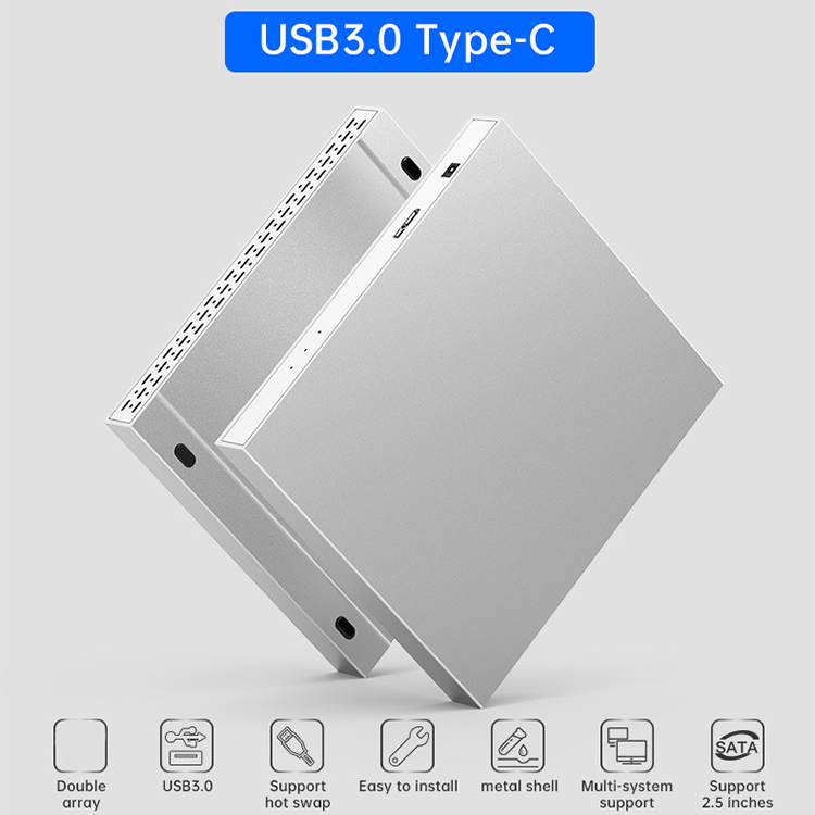 

2.5 inch Aluminum HDD Case 2.5" Double Disk Array Box SATA to USB 3.0 External Hard Drive Enclosure Support 20TB Hard Drive