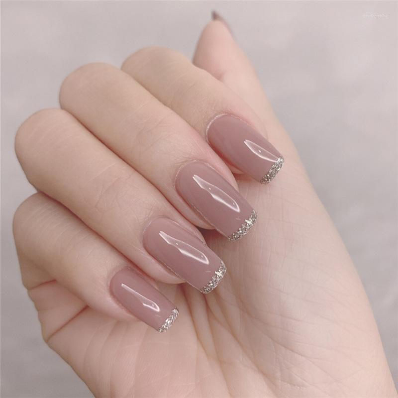 

False Nails 24Pcs/Box Detachable Fake French Manicure Design Artificial With Glue For Girls Prud22, False nail