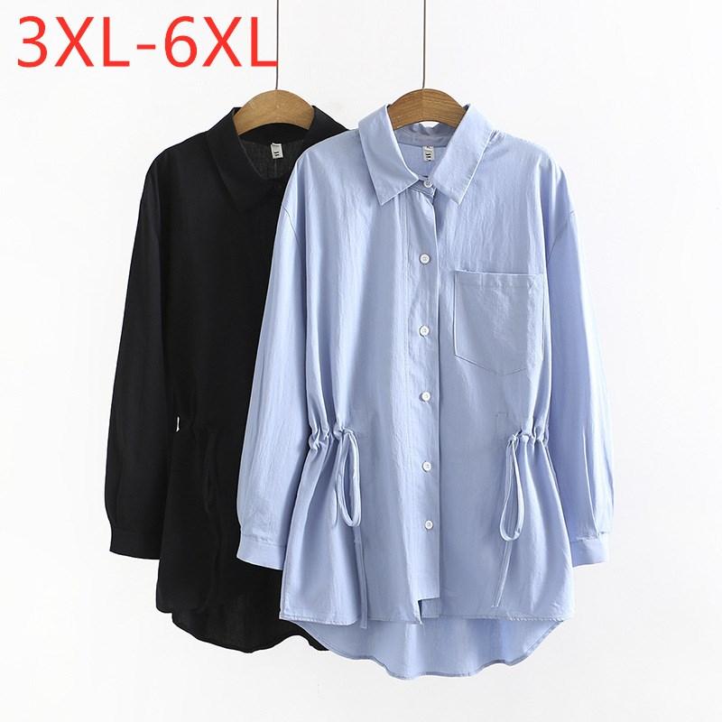 

Women's Plus Size T-Shirt Ladies Spring Autumn Tops For Women Large Long Sleeve Loose Casual Cotton Blue Pocket Shirt 3XL  5XL 6XLWomen's, Black